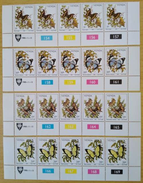 1980-Venda-MNH-Butterflies-Control Blocks-SACC 34-37