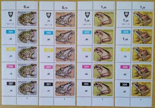 1982-Venda-MNH-Frogs-Control Blocks-SACC 67-70