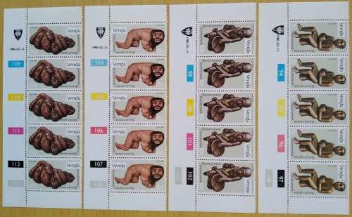 1980-Venda-MNH-Wood Carvings-Control Blocks-SACC 22-25