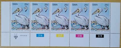 1979-SWA-MNH-Water Birds-25c-Control Block-SACC 342.
