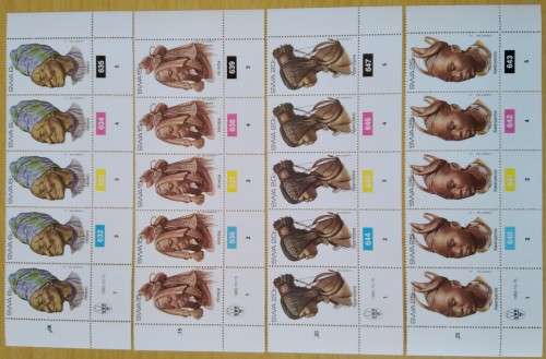 1982-SWA-MNH-Traditional Head-dresses-Control Blocks-SACC 411-414.