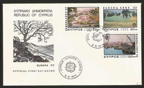1977 EUROPA Stamps - Landscapes -Cyprus-FDC-Cover
