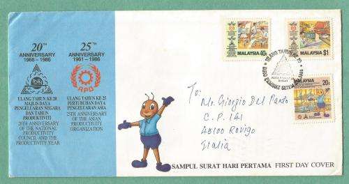 1986 The 20th Anni of NPC and the 25th Anni of APO -Malaysia-FDC-Cover