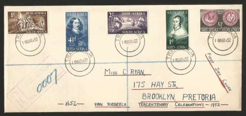 1952-Union of South Africa-Tercentenary of landing of Van Riebeeck.-FDC-Cover