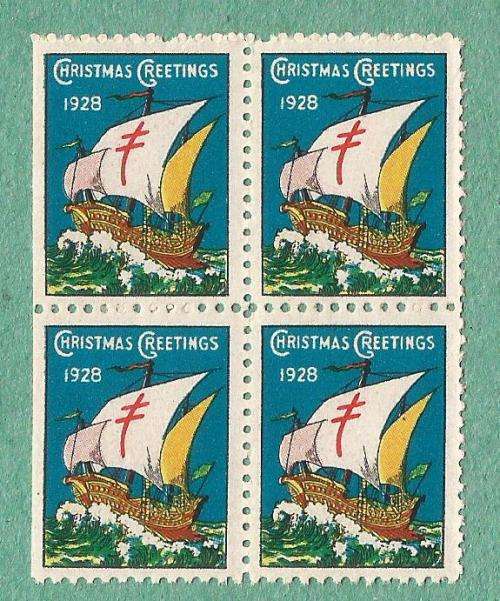 1928 WX45/46/47 -MNH-USA-Christmas Greetings Seals/Stamps-Block-Booklet LINE PERF