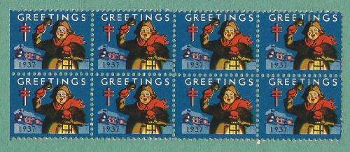 1937 WX89 -MNH-USA-Greetings Seals/Stamps-Block