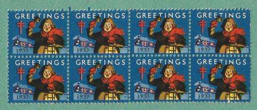1937 WX89 -MNH-USA-Greetings Seals/Stamps-Block
