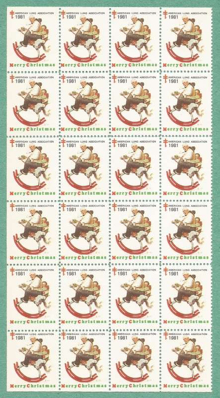 1981 WX271-MNH-USA-Merry Christmas Seals/Stamps-Block-Variety shifted Perfs.