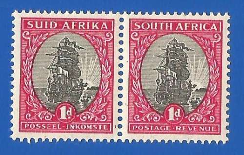 Union of South Africa 1d-MNH-Pair Specks on stamps, and in the gutter