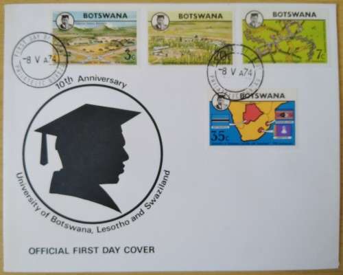 1974-Botswana-10th Anniversary, University of Botswana, Lesotho and Swaziland-FDC-Cover