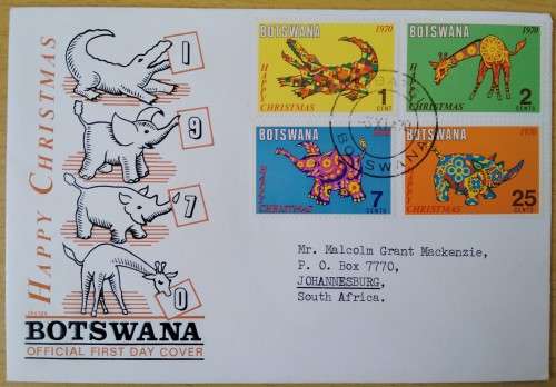 1970-Botswana-Happy Christmas -FDC-Cover-Addressed