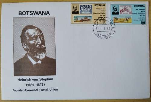 1981-Botswana-Heinrich von Stephan Founder: Universal Postal Union -FDC-Cover.
