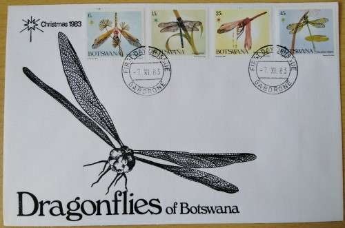 1983-Botswana-Christmas-Dragonflies of Botswana-FDC-Cover.