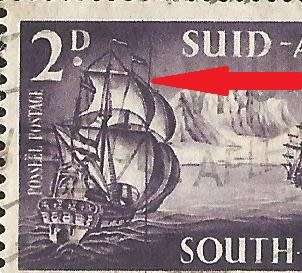 1952 Union of South Africa-SACC137a/138a-Varieties-Full Moon and Line Through Sails-Used.