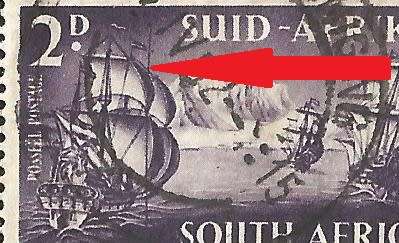 1952 Union of South Africa-SACC137a/138a-Varieties-Full Moon and Line Through Sails-Used.