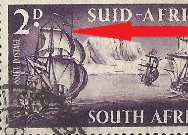 1952 Union of South Africa-SACC137a/138a-Varieties-Full Moon and Line Through Sails-Used.