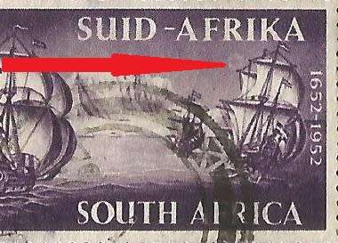 1952 Union of South Africa-SACC137a/138a-Varieties-Full Moon and Line Through Sails-Used.