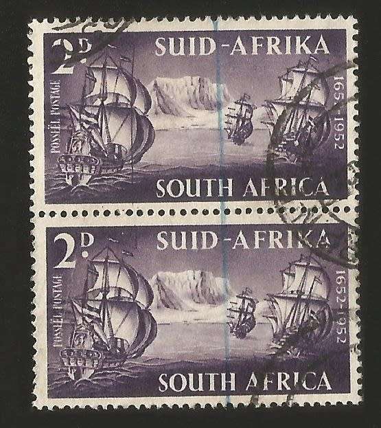 1952 Union of South Africa-SACC138a-Variety-Line Through Sails-Used.