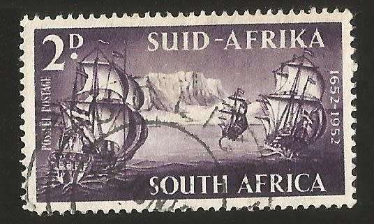 1952 Union of South Africa-SACC138a-Variety-Line Through Sails-Used.