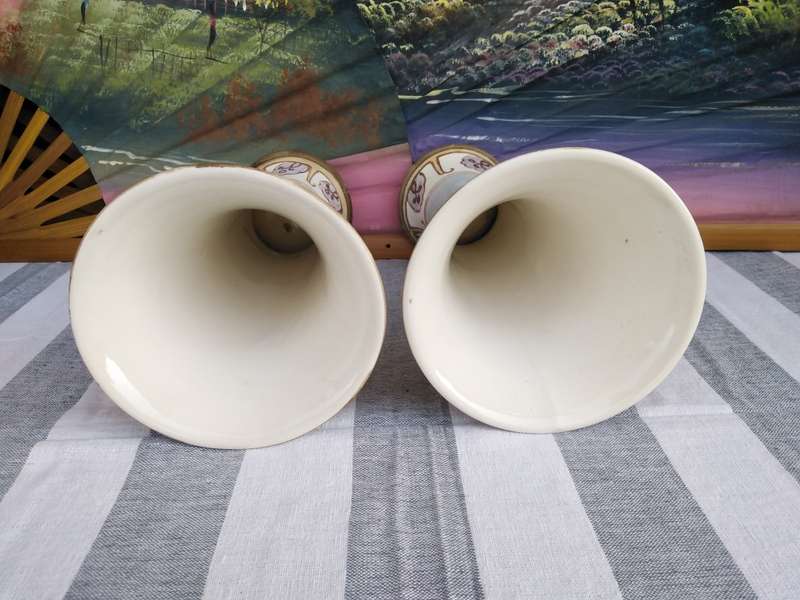 Pair of Vases with a sail boat scene.  30cm high . No chips or cracks, Just Crazing
