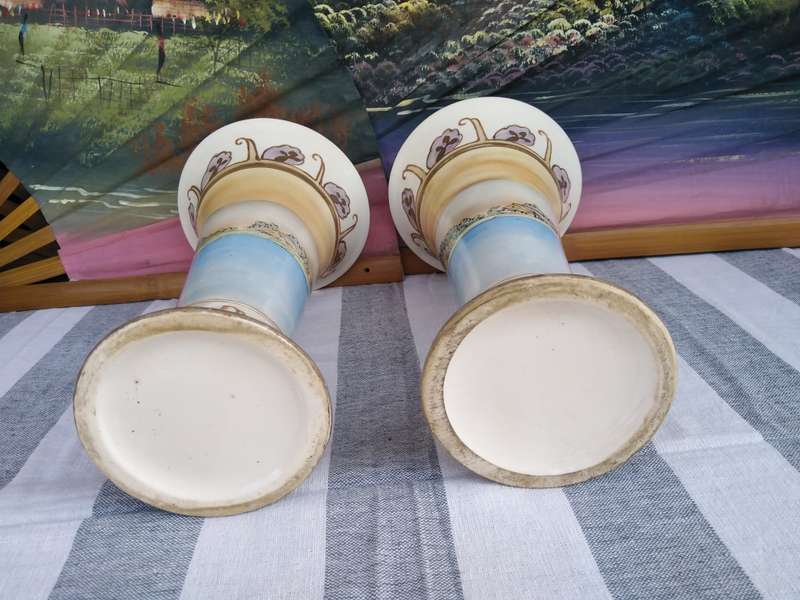 Pair of Vases with a sail boat scene.  30cm high . No chips or cracks, Just Crazing