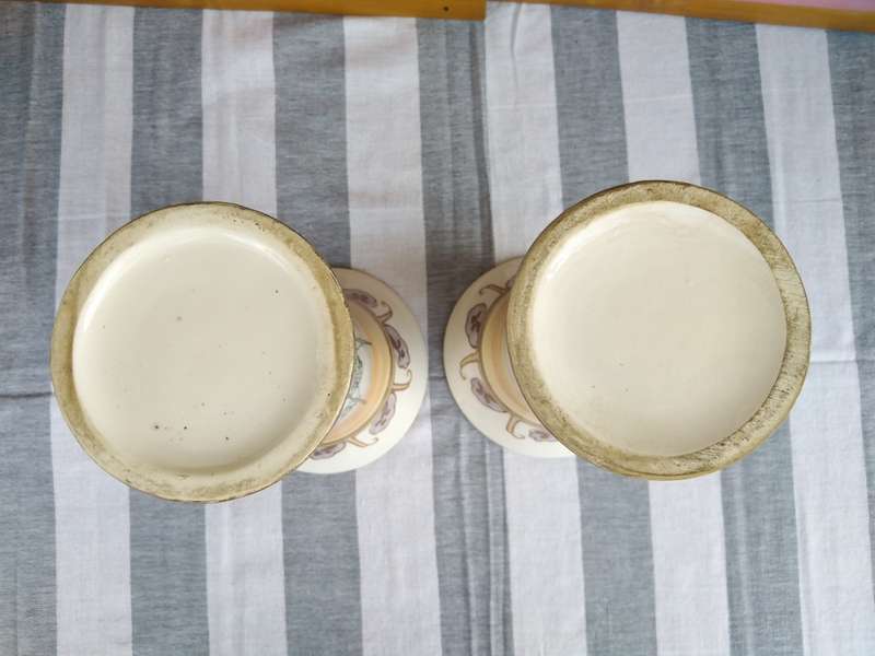 Pair of Vases with a sail boat scene.  30cm high . No chips or cracks, Just Crazing