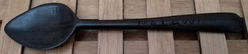 Hand Crafted Spoon. probably African Black wood. 14cm long