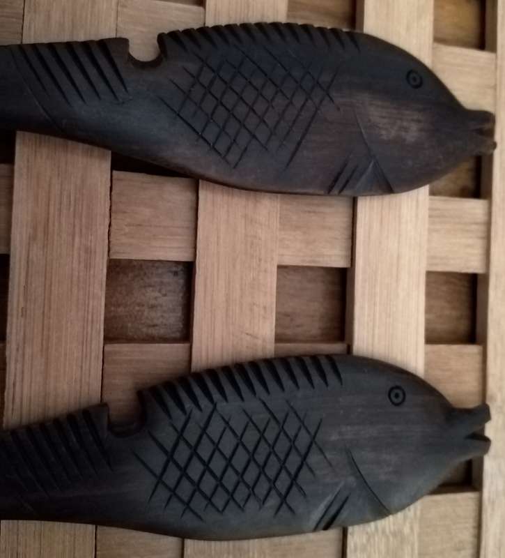 Hand Crafted Salad Serving Fork Spoon. Probably African Black wood.