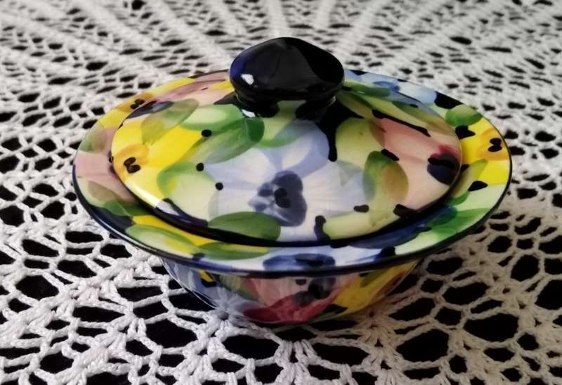 Colourful Sugar Bowl - No Name - Flower design