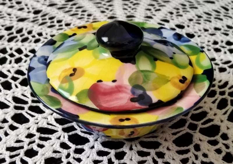 Colourful Sugar Bowl - No Name - Flower design