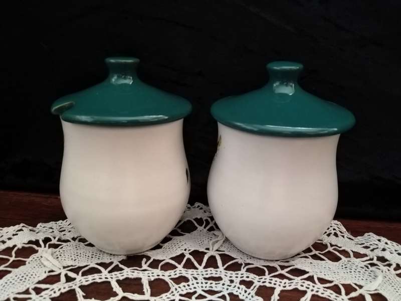 Denby `GreenWheat` Pair of Jam Jars Signed A College - Produced 1955-1976