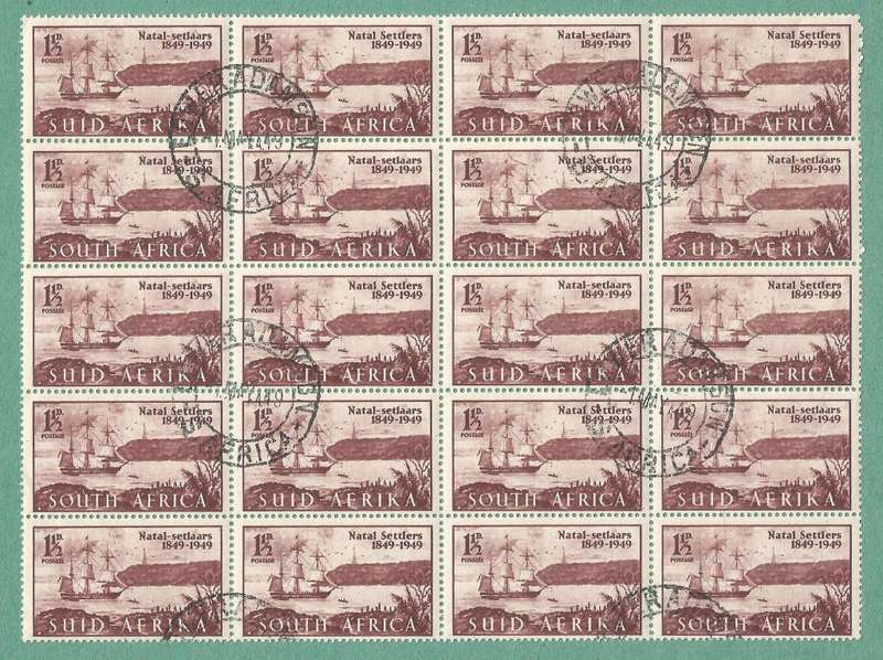 1949-Used-Union of SA-Centenary of Arrival of British Settlers in Natal. Pennant, Dr Blade, ETC