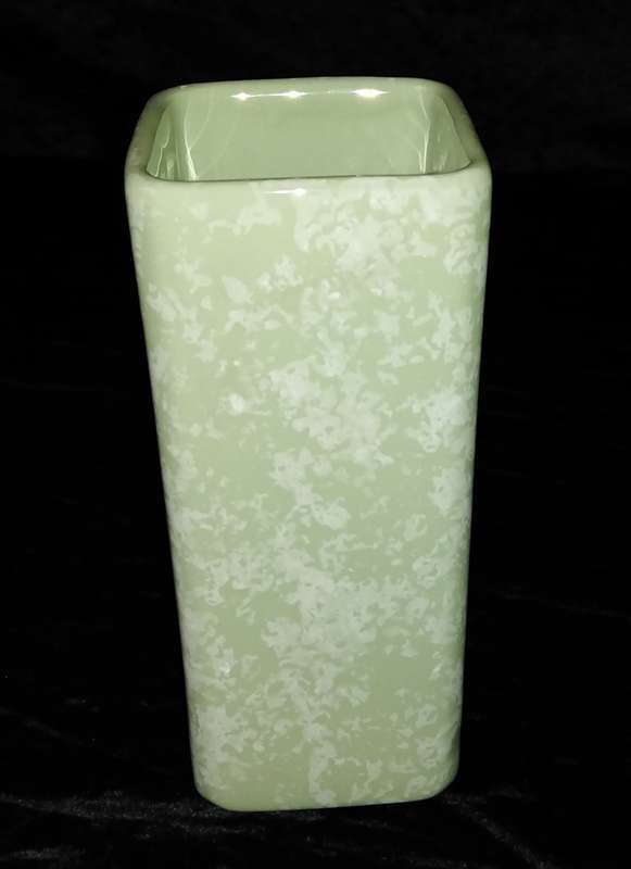 Square Mottle Green Vase 16cm high