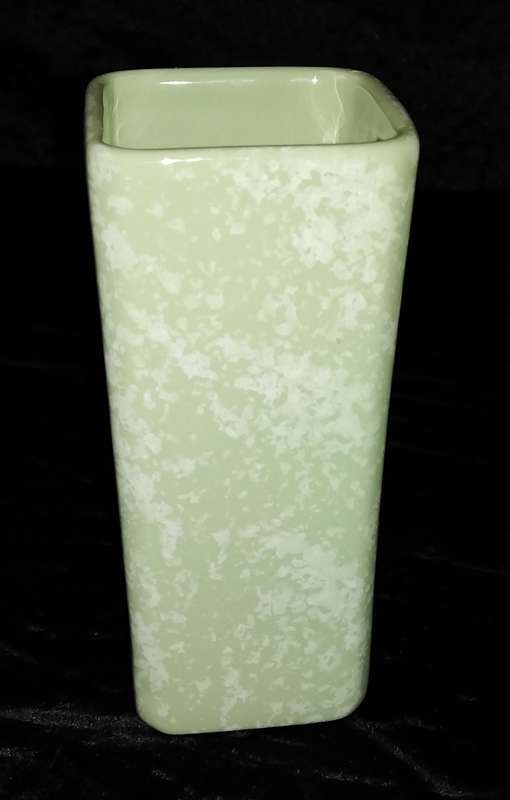Square Mottle Green Vase 16cm high
