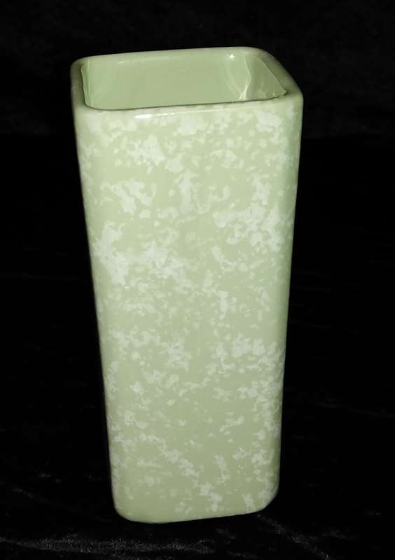 Square Mottle Green Vase 16cm high