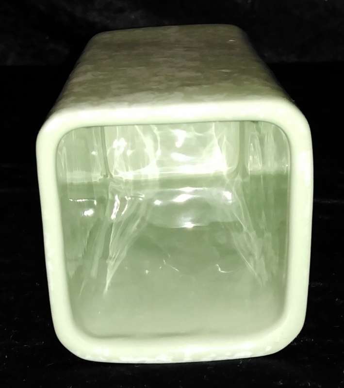 Square Mottle Green Vase 16cm high