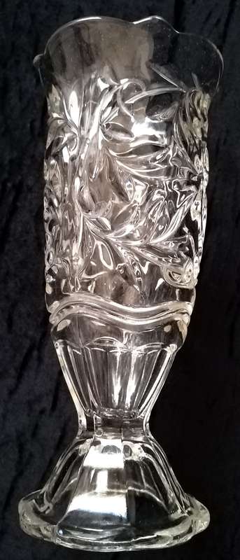 Clear Glass Pressed Vase 22.5cm high