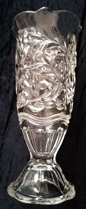 Clear Glass Pressed Vase 22.5cm high