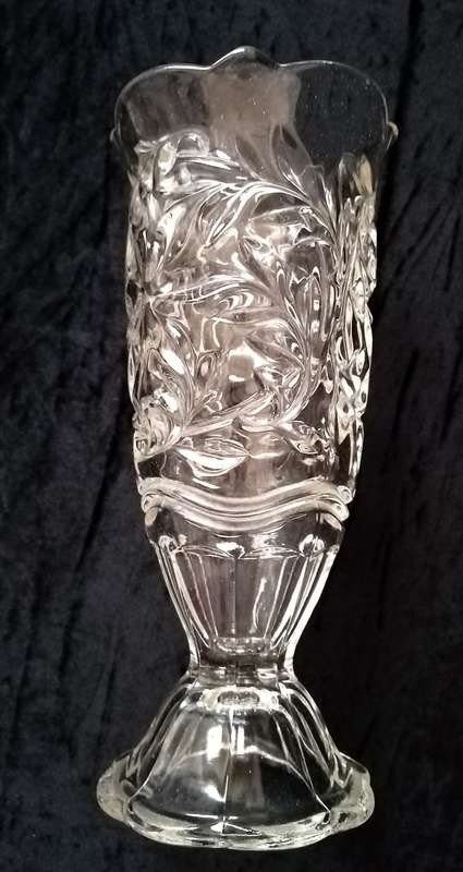 Clear Glass Pressed Vase 22.5cm high