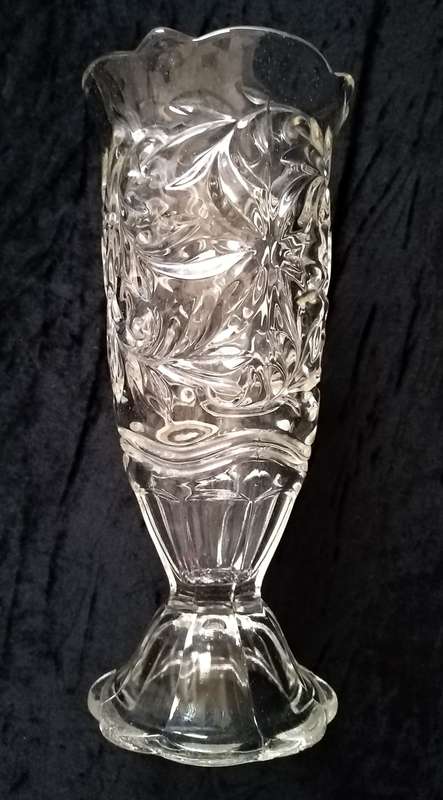 Clear Glass Pressed Vase 22.5cm high