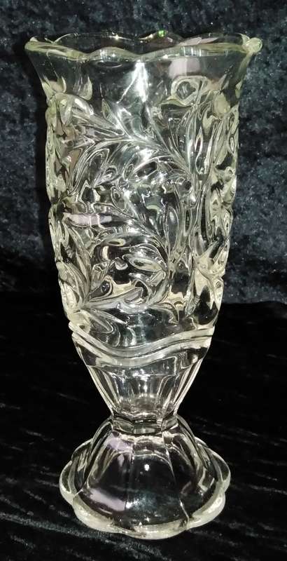 Clear Glass Pressed Vase 22.5cm high