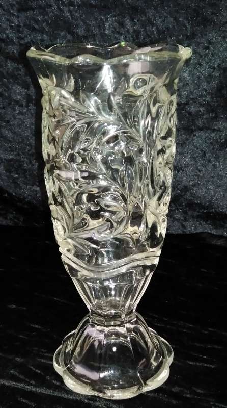 Clear Glass Pressed Vase 22.5cm high