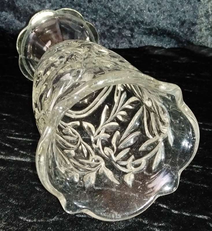 Clear Glass Pressed Vase 22.5cm high