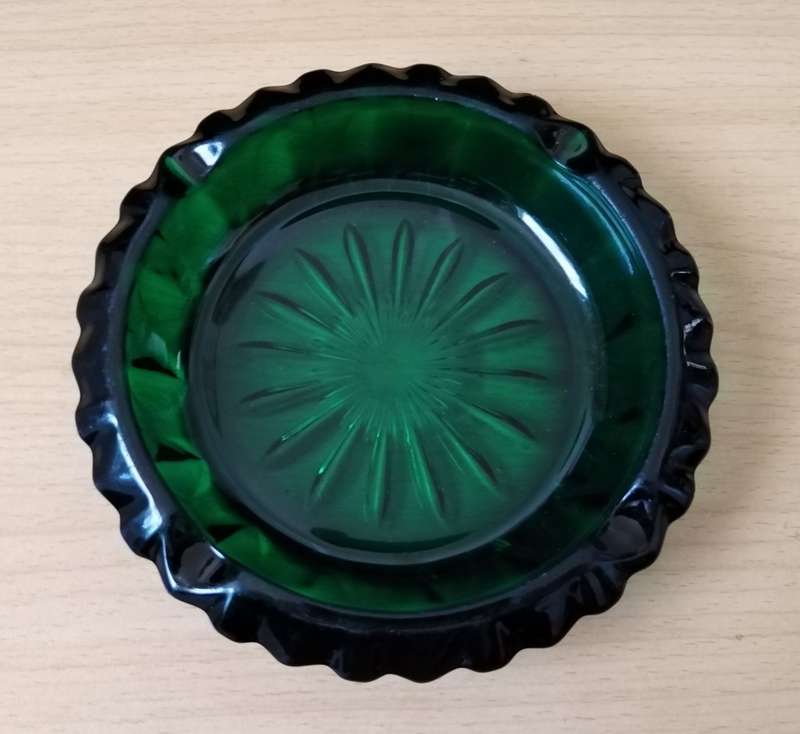 Heavy Green Glass Ashtray