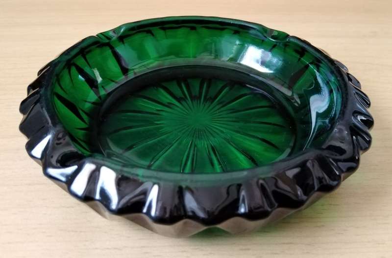 Heavy Green Glass Ashtray