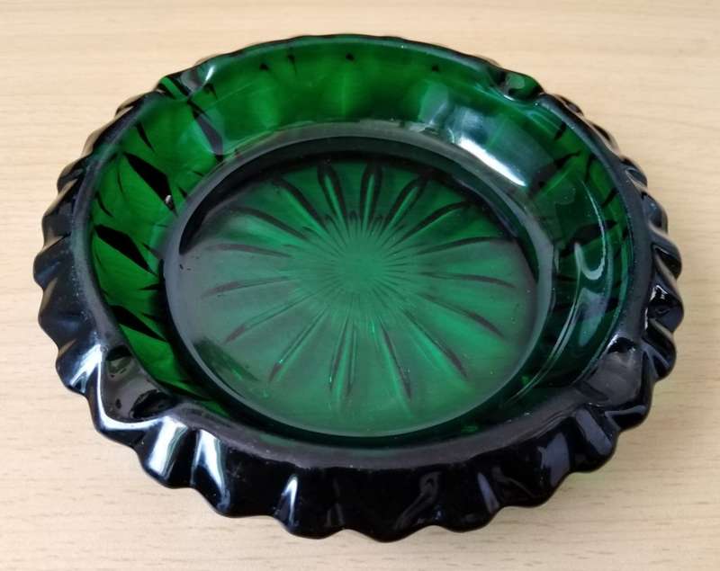 Heavy Green Glass Ashtray
