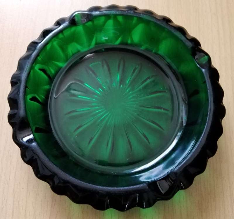 Heavy Green Glass Ashtray