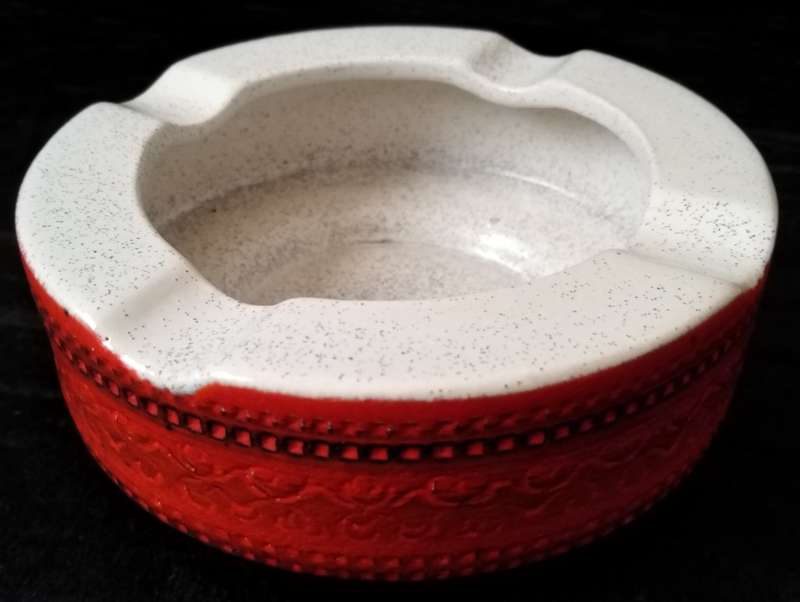 West German Ashtray Red and black