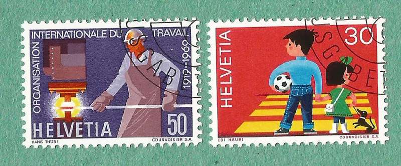 Switzerland Stamp Used 1969 ILO and Child Traffic Safety
