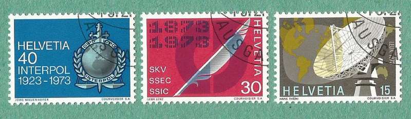 Switzerland Stamp Used 1973 Satellite Ground Station - The 50th Anniversary of the Interpol